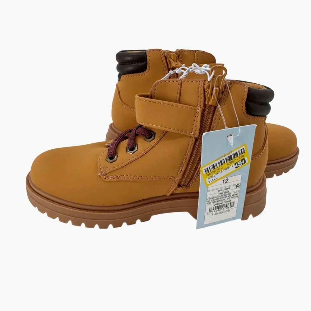NEW Cat & Jack Toddler Eban Hiker Boots - Tan - Size 12